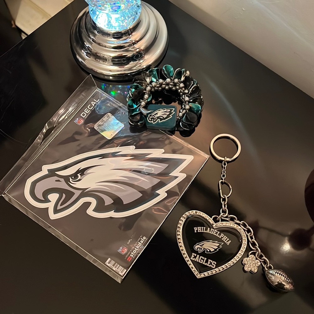 NFL Philadelphia Eagles bundle…car decal, keychain, and hair tie or bracelet